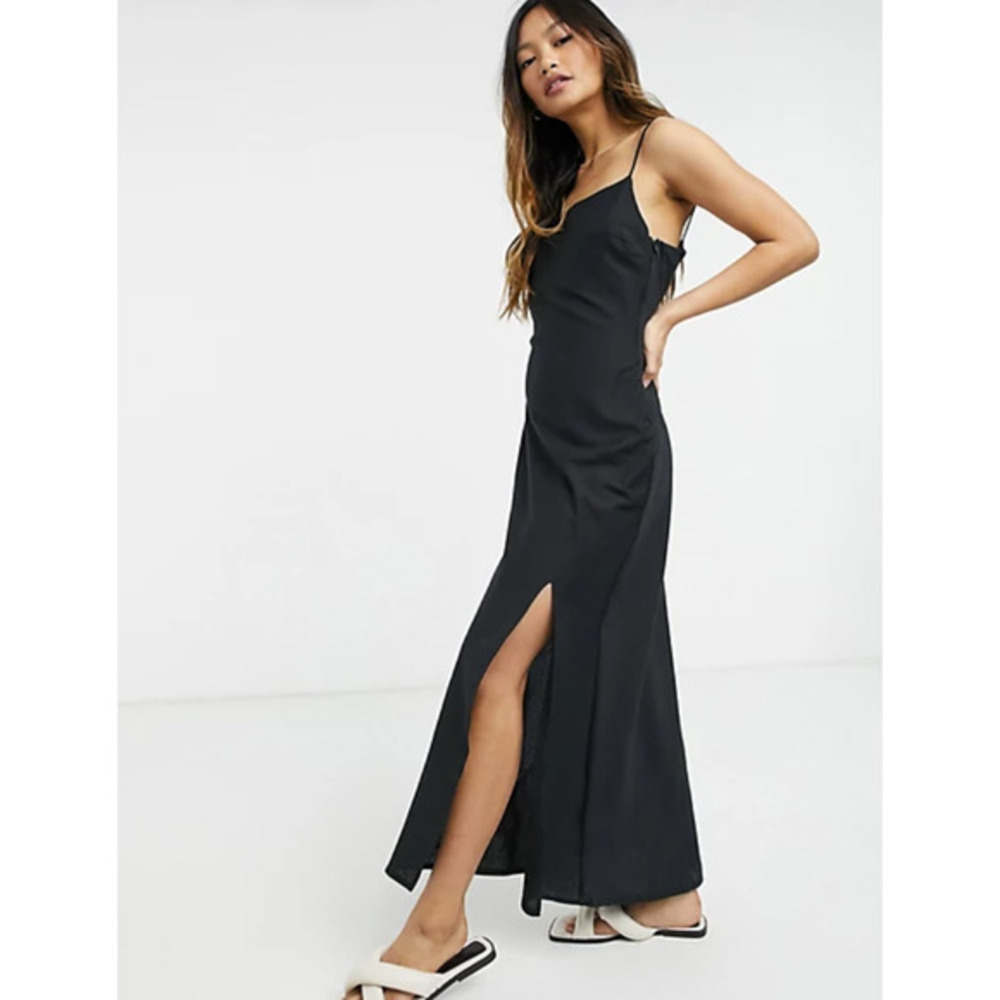 ASOS Black Linen Cami Maxi Dress